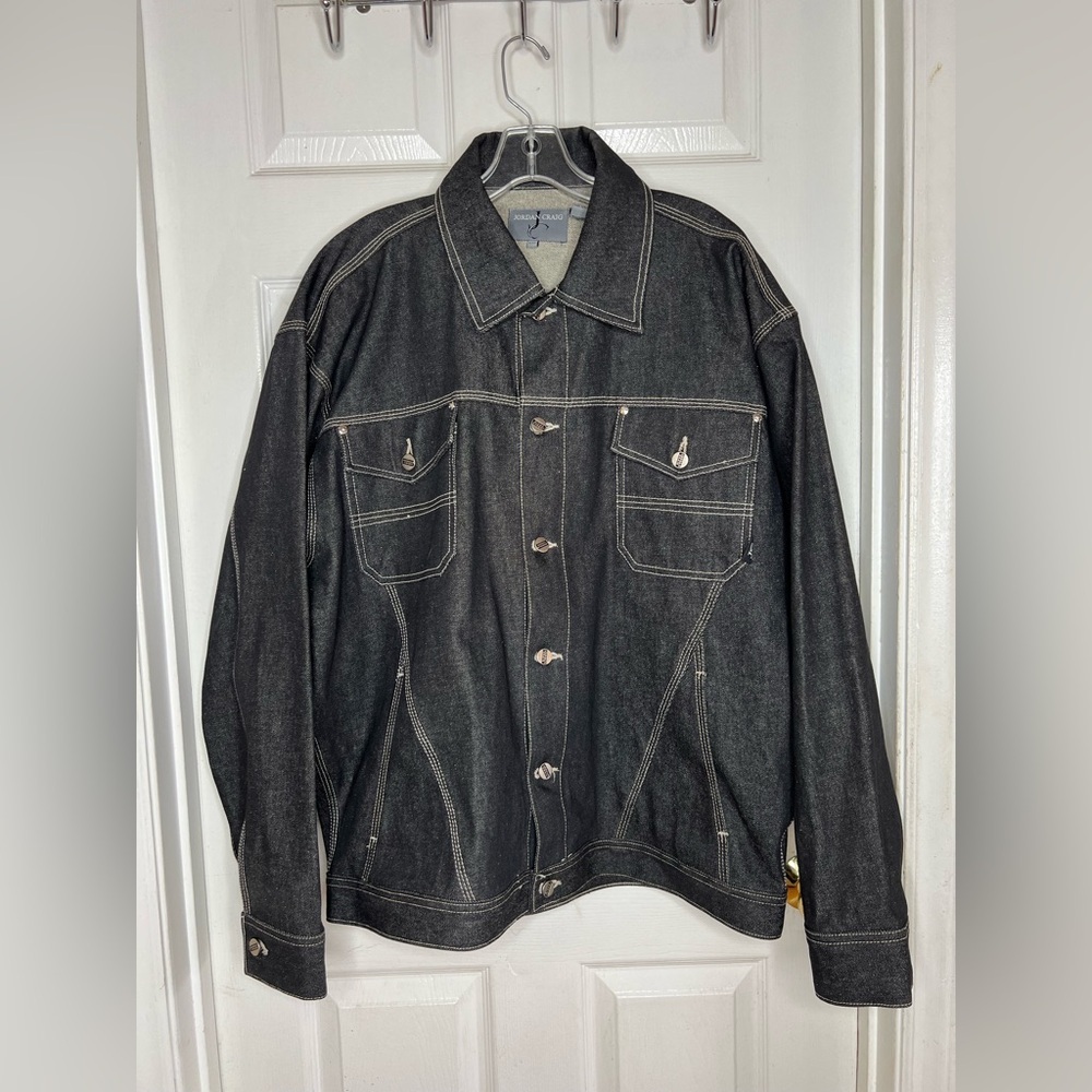Vintage Jordan Craig Black Men’s denim jacket Size 2XL Baggy Grudge 90’s Y2K